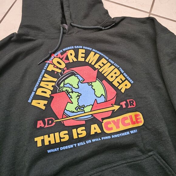 A Day To Remember Forest Green Drawstring Tour Hoodie This Is A Cycle Mens 2XL - Picture 2 of 13